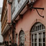 Explore intricate architectural details of historic townhouses in Frankfurt, Germany.